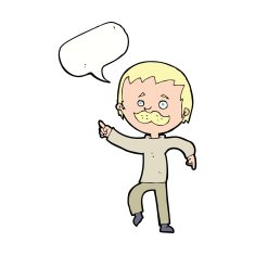 cartoon man with mustache pointing speech bubble N27