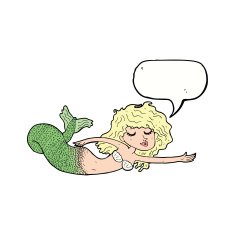cartoon mermaid with speech bubble N58