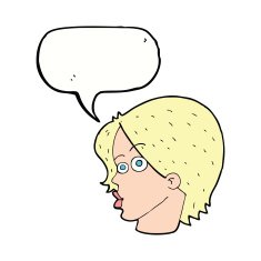 cartoon female face with speech bubble N125