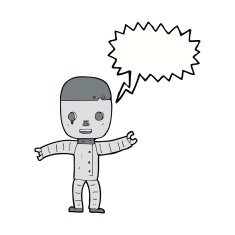 cartoon robot with speech bubble N160