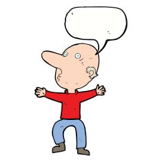 cartoon worried middle aged man with speech bubble N9