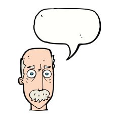 cartoon man with mustache speech bubble N74