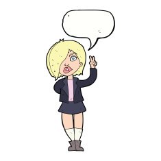 cartoon cool girl giving peace sign with speech bubble N9