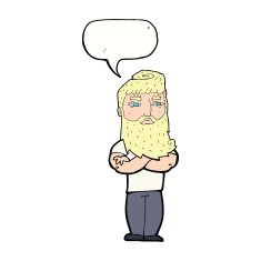 cartoon serious man with beard speech bubble N18