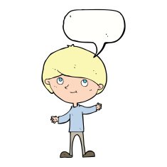 Cartoon happy boy with speech bubble N200
