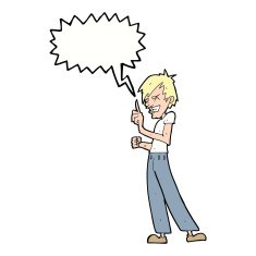 cartoon angry man arguing with speech bubble N9