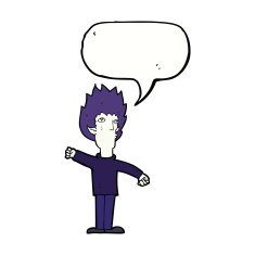 cartoon vampire man with speech bubble N99