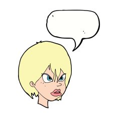 cartoon annoyed woman with speech bubble N158
