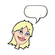 cartoon happy woman with speech bubble N220