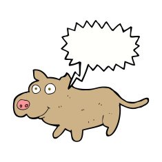 cartoon happy little dog with speech bubble N9