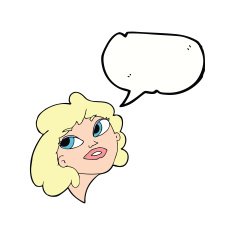 cartoon happy woman with speech bubble N221
