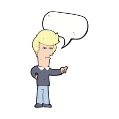 cartoon man pointing with speech bubble N170