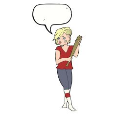 cartoon pretty punk girl with baseball bat speech bubble N9