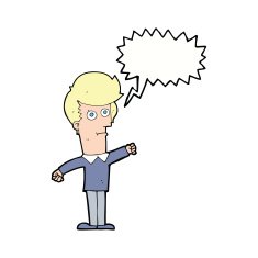 cartoon man punching with speech bubble N9
