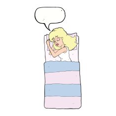 cartoon sleeping woman with speech bubble N9