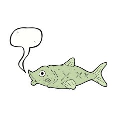 cartoon fish with speech bubble N72