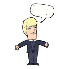 cartoon annoyed boss with speech bubble N9