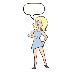 cartoon proud woman with speech bubble N23