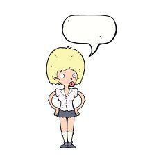 cartoon woman with hands on hips speech bubble N188