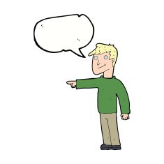 cartoon man pointing with speech bubble N171