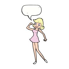 cartoon woman with can do attitude speech bubble N9