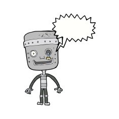 cartoon funny robot with speech bubble N68