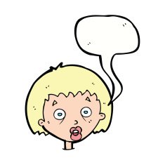 cartoon shocked woman with speech bubble N85