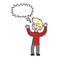 cartoon happy man with speech bubble N395