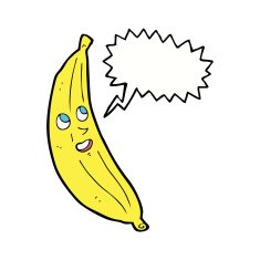 cartoon happy banana with speech bubble N3