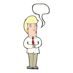 cartoon nervous man with speech bubble N119