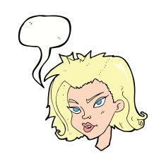 cartoon female face with speech bubble N126