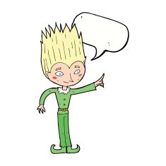 cartoon magic christmas elf with speech bubble N9