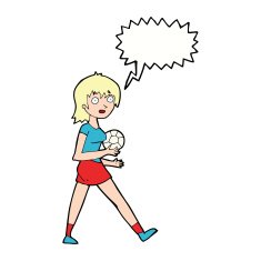 cartoon soccer girl with speech bubble N9