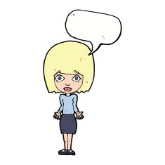 cartoon woman shrugging shoulders with speech bubble N427