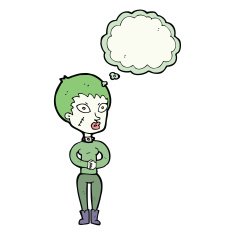 cartoon zombie girl with speech bubble N13