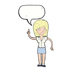 cartoon woman with idea speech bubble N217