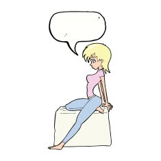 cartoon pin up pose girl with speech bubble N7