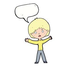 cartoon worried woman with speech bubble N68