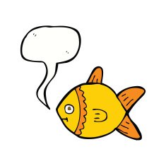 cartoon fish with speech bubble N73
