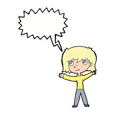 cartoon happy girl with speech bubble N76