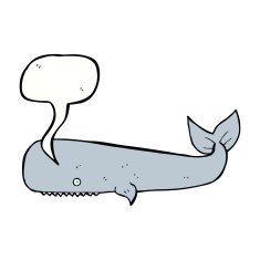 cartoon whale with speech bubble N32