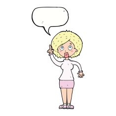 cartoon woman with idea speech bubble N218
