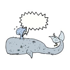 cartoon whale with speech bubble N33