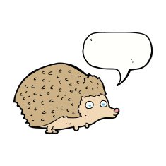 cartoon hedgehog with speech bubble N9