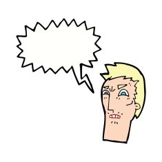 cartoon angry face with speech bubble N27