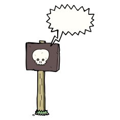 cartoon sign post with speech bubble N2