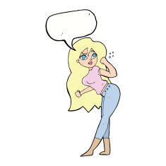 cartoon woman raising fist with speech bubble N8