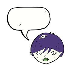 cartoon vampire face with speech bubble N29