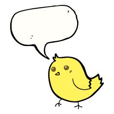 cartoon bird with speech bubble N250