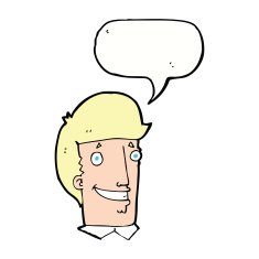 cartoon happy man with speech bubble N397